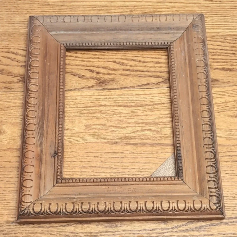 Vintage Ornate Wood Picture Frame 18x15 Brown Decorative Carving The Rose